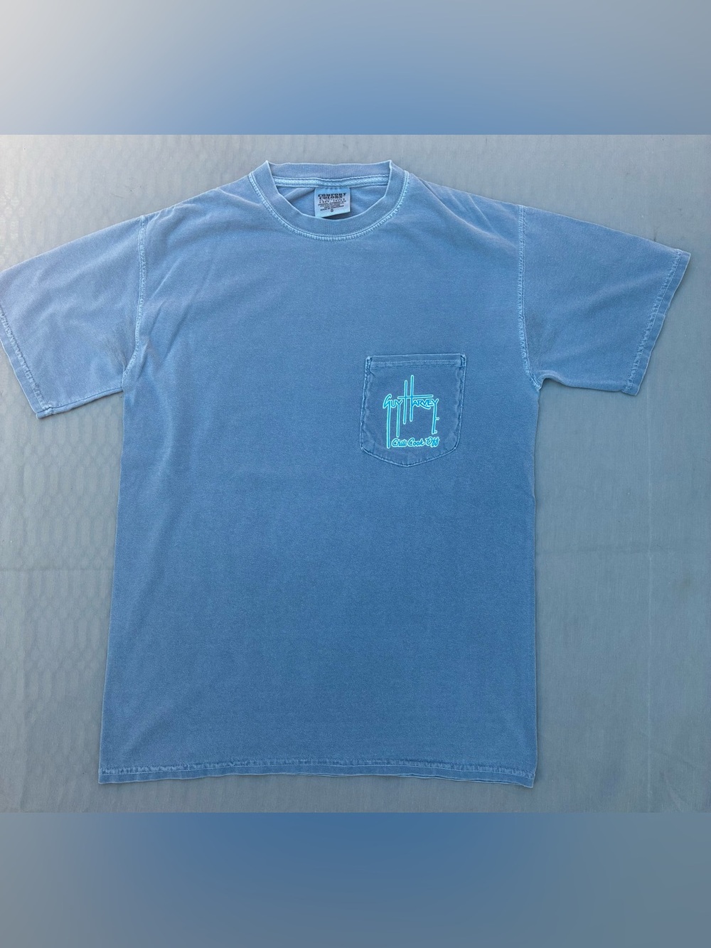 Comfort Colors Faded Light Blue Short Sleeve Pocket Tee